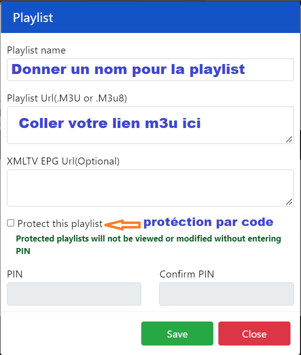 entrer le lien m3u dans le site web de ibo player