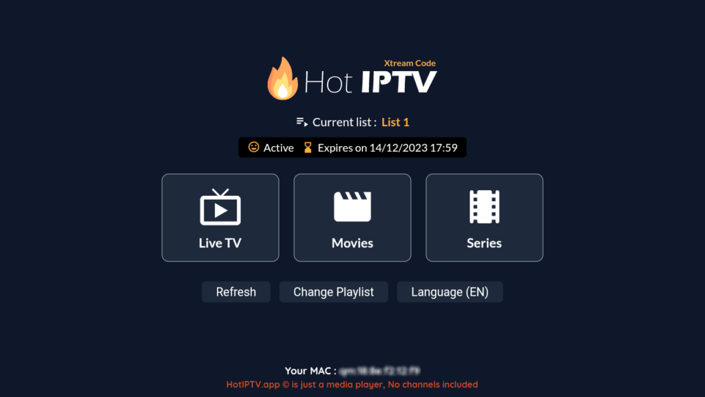 page acceuil hot iptv